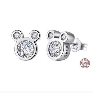 STERLING SILVER MICKEY MOUSE CUBIC ZIRCONIA STUDS